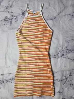 ACOA Pink/Orange Striped Knit Dress